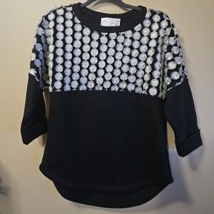 JOA Los Angeles Women's Size S Black Sweater Silver Applique French Terry